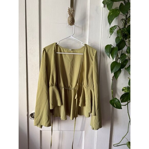 Tops - Women’s size large, blouse, long sleeve wrap tie